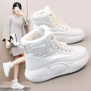 YB6022 Velvet Mid-Top Snow Boots - 2023 Кроссовки на толстой платформе с повышенной подошвой 39 покинуть белый