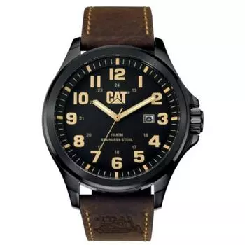 YBe International [Caterpillar] CAT Watch Кожаные наручные часы PU.161.35.114