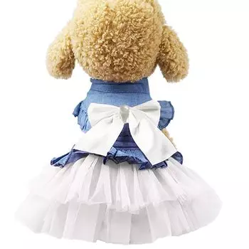 YBGGJO Цельная юбка для собак, принцесса, принцесса, одежда для собак, кошек, собак, платье, джинсовая ткань, без рукавов, одежда, весна/лето, юбка, домашние животные, одежда,