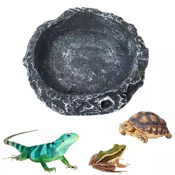YBGGJO Кормление рептилий Кормление Разведение Натуральный камень Вода Кормление Отлично подходит для питья Удобный контейнер для рептилий, тарелка, столовая посуда, чехол, изображение, блюдо,
