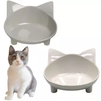 YBGGJO Pet Set of Cat Cat Kitten Cat Feeding Easy to Eat Tableware, 2, Миска, Столовая посуда, Столовая посуда, Тарелка, Контейнер, Милый, Нескользящий, (Белый +