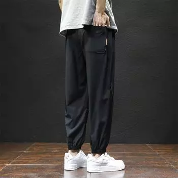 YBRJYF-K008Мужские брюки, хлопковые повседневные эластичные мужские брюки, мужские длинные прямые брюки высокого качества, 4 цвета, большие размеры, 42, 44, 46 M чёрный