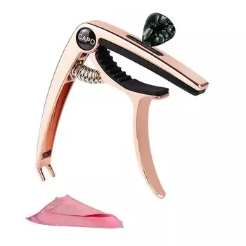 YCHIRO Guitar Guitar Zink Ultra Quick Bridge Pin Removal For 1 Протирочная ткань в комплекте Capo, One-touch Capo, Alloy, Light, Change, Adjustable, Function, розового золота
