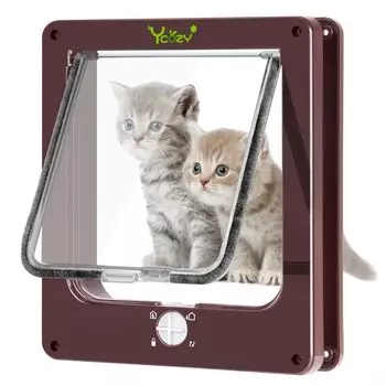 Ycozy 2-го поколения дверца для домашних животных Внешние размеры x 25 см Входная дверца для кошек для маленьких собак Запирающаяся дверца для кошек Дверца для кошек Для использования в помещении Простая установка коричневый