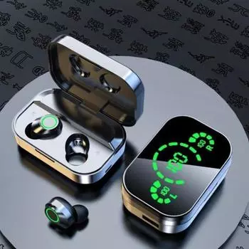 YD03 Bluetooth-совместимая гарнитура премиум-класса с глубокими басами и низкой задержкой для звонков чёрный/серебряный