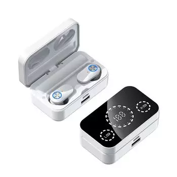 YD08 Зеркальная беспроводная гарнитура BT 5.3, заряжаемая для сотовых телефонов, HD LED цифровой дисплей чёрный