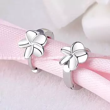 Ye Cao Ear Clip Five-Petel Flower Silvering Earrings Женские серьги Корейские украшения EBay Серебряные аксессуары
