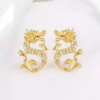 Серьги-гвоздики со знаком зодиака Дракон, легкие, роскошные, классические, модные, соответствующие темпераменту, женские