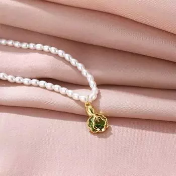 Year Pearl Necklace Women S High Sense Simple And Versatile Cabbage Pendant Neck Chain