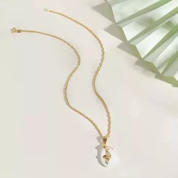 Year Water Drop Safety Buckle Necklace Women S Retro Versatile Temperament Jade Lotus Pendant Collarbone Chain