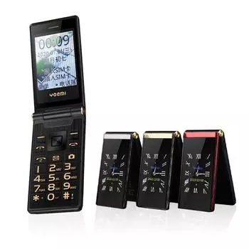 Yeemi M1 + раскладной телефон с двумя экранами, 2,8-дюймовый экран, 1800 мАч, большая кнопка, большой динамик, фонарик, две SIM-карты, кнопочный телефон 4G Standard чёрный