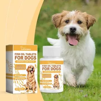 Yegbong Canine Мультивитамины Рыбий жир Таблетки Уход за шерстью домашних собак Увлажнение Уход за кожей Здоровье домашних животных 60g