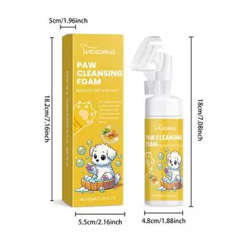 YEGBONG Средство для мытья лап собак и кошек, Magic Foam - Clean Paws, не требующее смывания, пенящееся моющее средство - сухой шампунь, щетка для мытья лап 100ml
