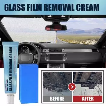 Средство для удаления масляной пленки Yegbong для автомобильного стекла, ремонт автомобильной краски, очиститель окон и лобового стекла, очиститель масляной пленки 30g+ sponge небесно-голубой