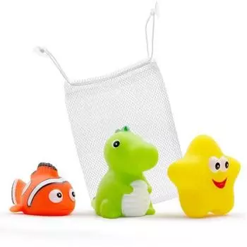 Yekko Mom LED Bath Water Play Toy Friends 3 Types + Net B Set, Корейские игрушки для ванны