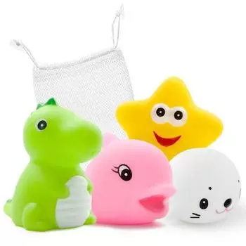 Yekko Mom LED Water Play Friends Set 4-piece C + сетчатая игрушка для ванны, корейские игрушки для ванны