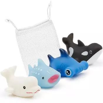 Yekko Mom LED Water Play Friends Набор из 4 предметов D + сетчатые игрушки для ванны Корейские детские игрушки