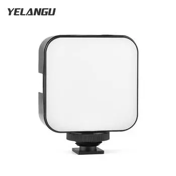 YELANGU LED01 Мини-светодиодный светильник для видеосъемки, заполняющая лампа 6500K с регулируемой яркостью, 5 Вт, с креплением на холодный башмак чёрный