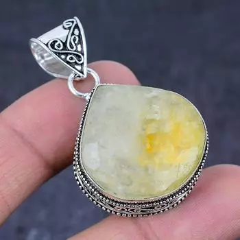 Yellow Aventurine Gemstone Handmade 925 Sterling Silver Gift Pendant 1.89 Y8r55