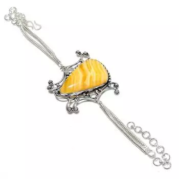Yellow Aventurine Gemstone Handmade 925 Sterling Silver Bracelet 7-8 Z3b65