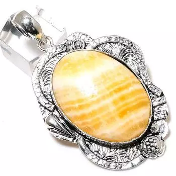 Yellow Aventurine Gemstone Handmade 925 Sterling Silver Pendant 2.56 u0O63