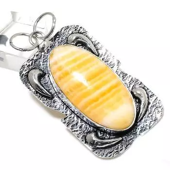 Yellow Aventurine Gemstone Handmade 925 Sterling Silver Pendant 2.56 t5h05