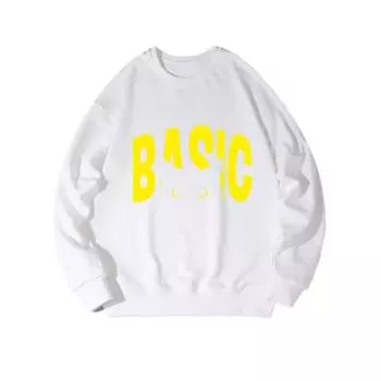 Yellow Cat Fashionable Printed Top, Autumn and Winter Casual Sportswear, Cotton Sweatshirt M белый