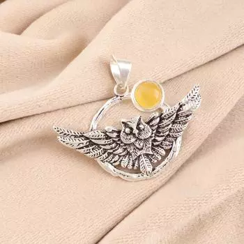 Yellow Cat s Eye Gemstone 925 Sterling Silver Jewelry Handcrafted Pendant 1.48 CP-17-39