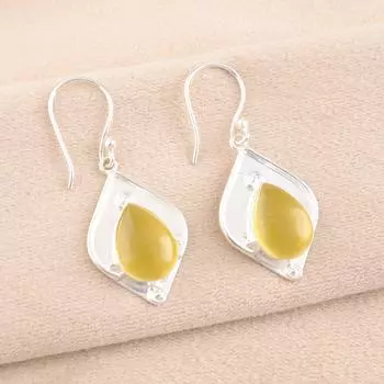 Yellow Cat s Eye Gemstone 925 Sterling Silver Jewelry Handmade Earrings 1.90 EE-35-40