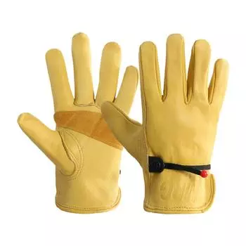 Yellow cowhide protective gloves, wear-resistant work gloves, labor protection gloves