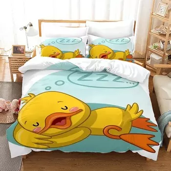 Комплект постельного белья Yellow duck Single Twin Full Queen King Size Комплект постельного белья Little duck Aldult Kid Bedroom Duvetcover Sets 3D Print 020 EU single(135x200cm)