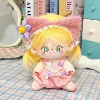 Yellow Duck Hat Green Doll Clothes Rabbit Ear Cotton Toys Clothes Stuffed Dolls pink-for 10cm doll