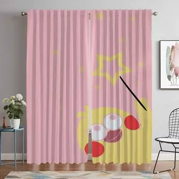 Yellow Duck Home Interior Curtains for Living Room Tulle for Bedroom Blackout Curtain Partition Halloween Decoration Shades W50xH70cmx2pcs-CL