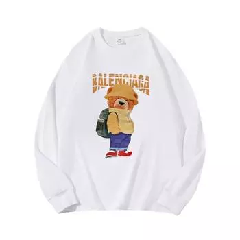 Yellow Hat Bear Осенняя одежда с длинными рукавами из чистого хлопка, новый мужской и женский топ, весенний внутренний слой, базовая рубашка, футболка с круглым вырезом и длинными рукавами M коричневый