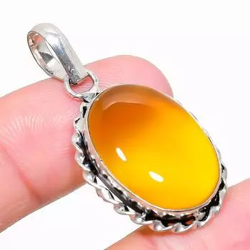 Yellow Onyx Gemstone 925 Sterling Silver Jewelry Pendant 1.65 D6l40 жёлтый