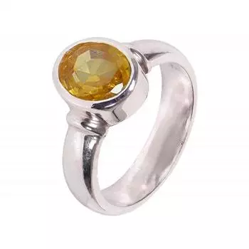 Yellow Sapphire,Natural Certified Yellow Sapphire/Pukhraj 4.00-Ct Astrology Ring In 92.5 Sterling Silver For Unisex M жёлтый