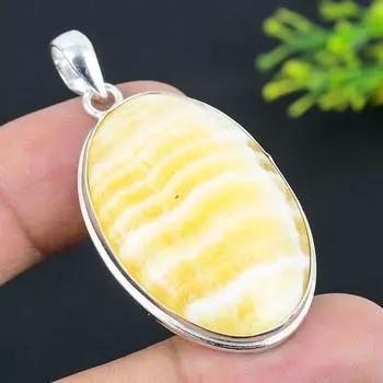 Yellow Septarian Gemstone 925 Sterling Silver Jewelry Pendant 2.21 V2g77