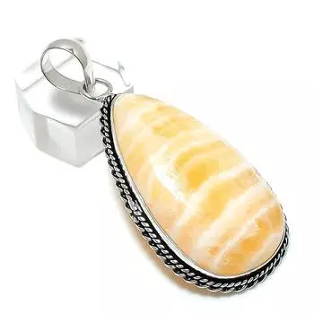 Yellow Septarian Gemstone Handmade 925 Sterling Silver Pendant 2.36 W7V48