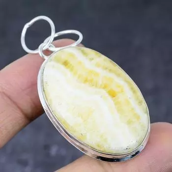 Yellow Septarian Gemstone Handmade 925 Sterling Silver Gift Pendant 2.25 U8L50