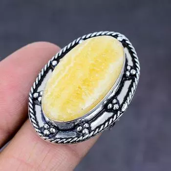 Yellow Septarian Gemstone Handmade 925 Sterling Silver Gift Ring Size 6.5 H9e19