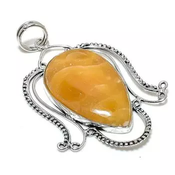 Yellow Septarian Gemstone Handmade 925 Sterling Silver Gift Pendant 3.07 F6B69