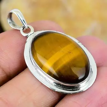 Yellow Tiger Eye - South Africa 925 Sterling Silver Pendant 1.76 S64-75