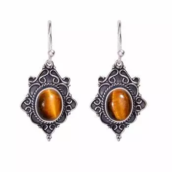 Yellow Tiger Eye - South Africa 925 Sterling Silver Earring V826, Yellow Earring, Oval Earring, Valentin s Day Gift, Gift For Her, Birthday Gift, Hand