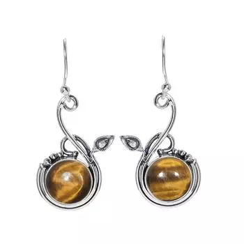 Yellow Tiger Eye - South Africa 925 Sterling Silver Earring V7003, Yellow Earring, Round Earring, Valentin s Day Gift, Gift For Her, Birthday Gift, Ha