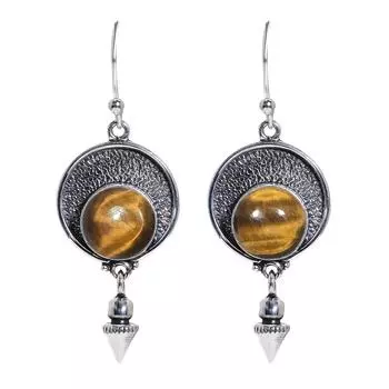 Yellow Tiger Eye - South Africa 925 Sterling Silver Earring V6811, Yellow Earring, Round Earring, Valentin s Day Gift, Gift For Her, Birthday Gift, Ha