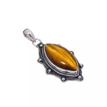 Yellow Tiger Eye - South Africa 925 Sterling Silver Pendant V9030, Yellow Pendant, Marquish Pendant, Valentin s Day Gift, Gift For Her, Birthday Gift,