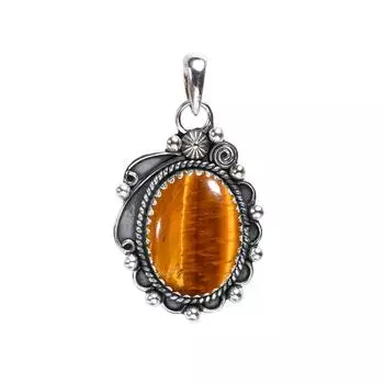 Yellow Tiger Eye - South Africa 925 Sterling Silver Pendant V8320, Yellow Pendant, Oval Pendant, Valentin s Day Gift, Gift For Her, Birthday Gift, Han