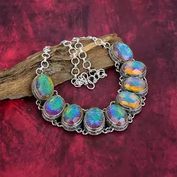 Ожерелье из желтого триплетного опала, ювелирные изделия ручной работы, ожерелье из стерлингового серебра 925 пробы, дизайнерские ювелирные изделия из драгоценных камней, регулируемое ожерелье-цепочка, подарок для мамы Adjustable With 18 Inches жёлтый