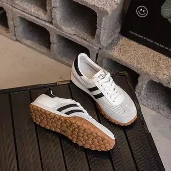 Yellow women s spring new flat-bottomed retro casual shoes versatile leather board shoes 35 чёрный