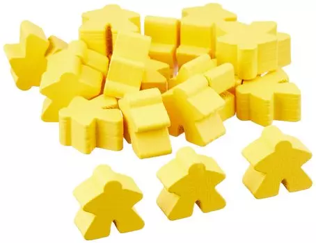 Yellow wooden humanoid pieces 75 (approx. pieces)